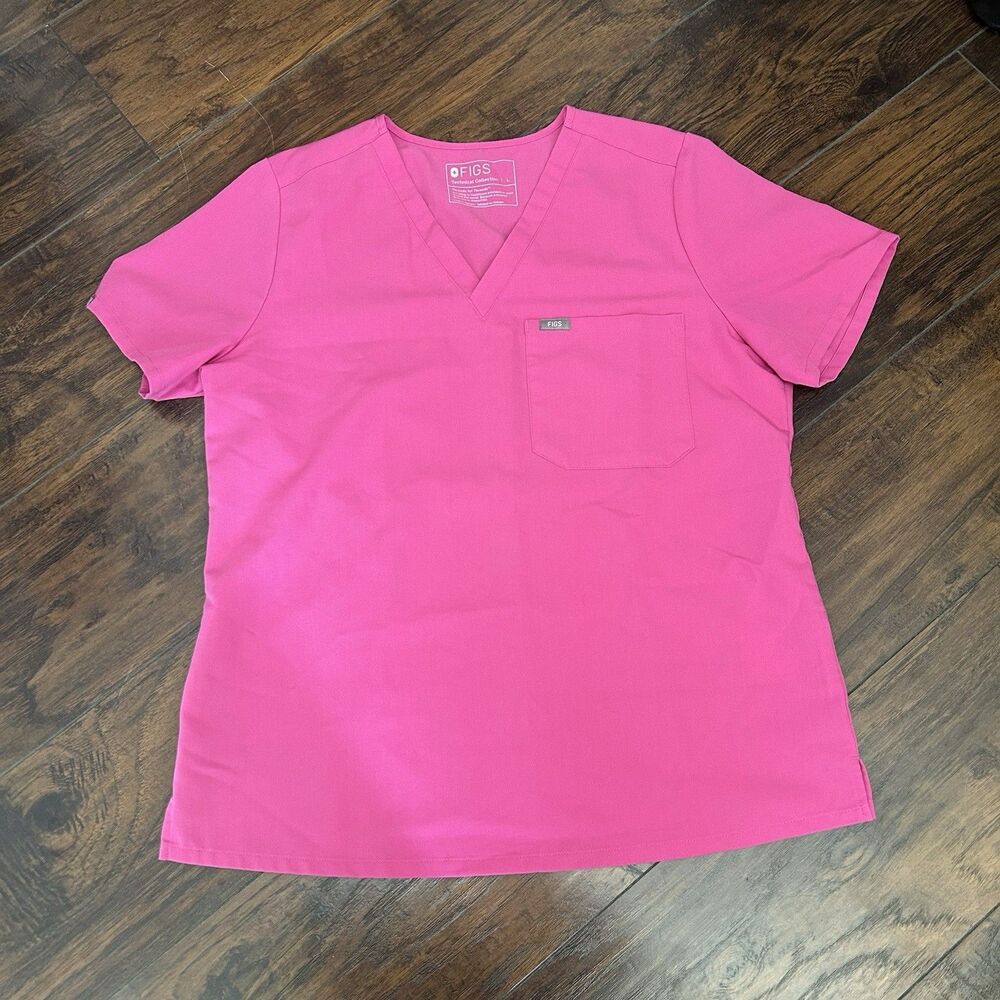 FIGS Technical Catarina One Pocket Scrub Top Size Large Solid Pink FW1000